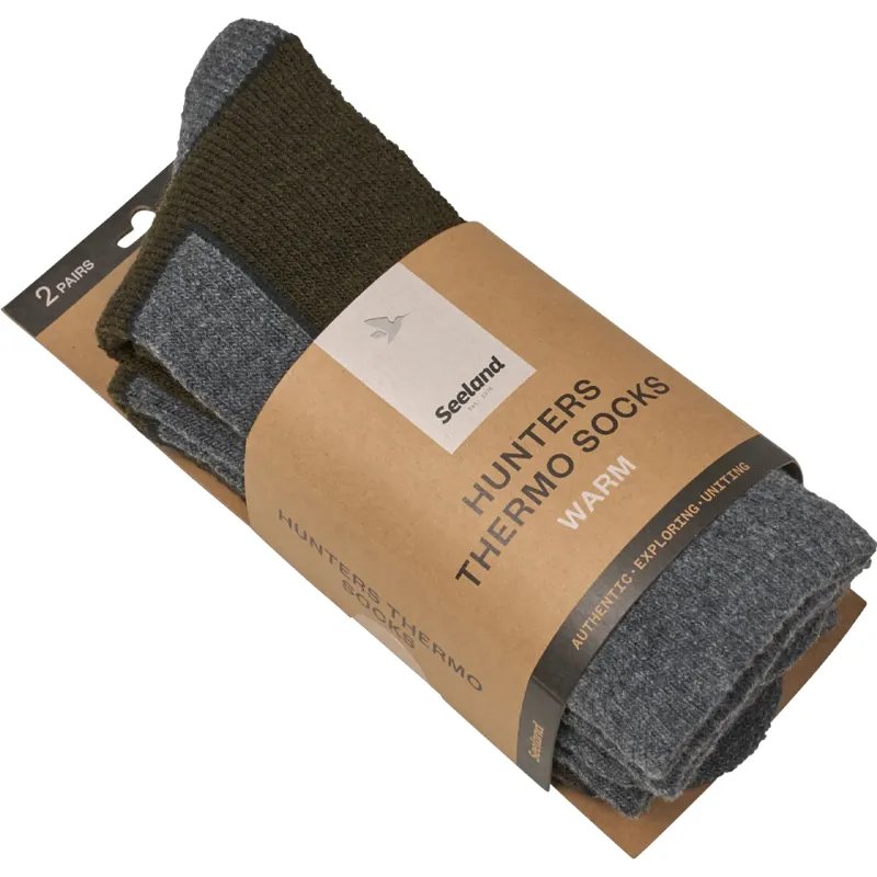 Seeland Field Thermo Socks - 2 pack in Pine Green Melange/Grey Melange-1