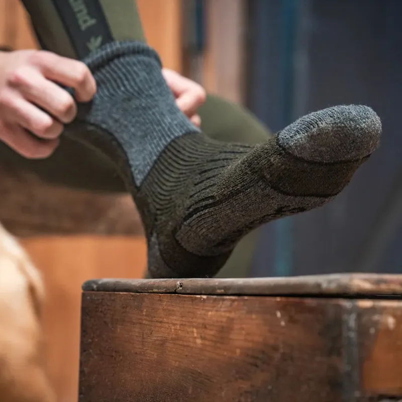 Seeland Field Thermo Socks - 2 pack in Pine Green Melange/Grey Melange-2