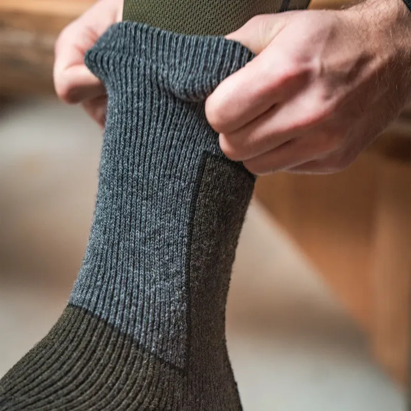 Seeland Field Thermo Socks - 2 pack in Pine Green Melange/Grey Melange-3
