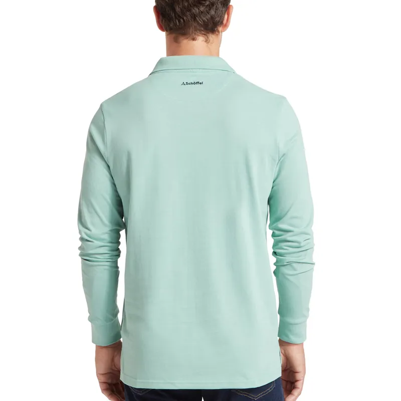 Schöffel St Ives Long Sleeve Polo Shirt in Surf Blue-2