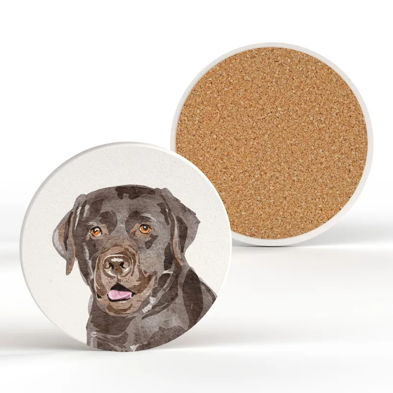 Vivid Squid Chocolate Labrador Ceramic Coaster in White