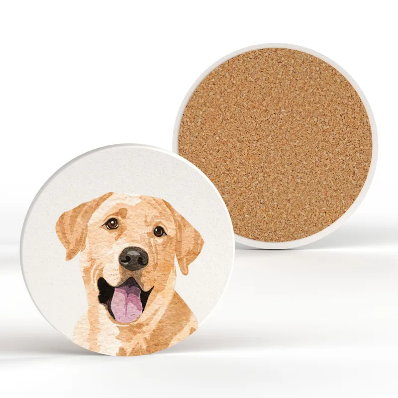 Vivid Squid Labrador Ceramic Coaster in White