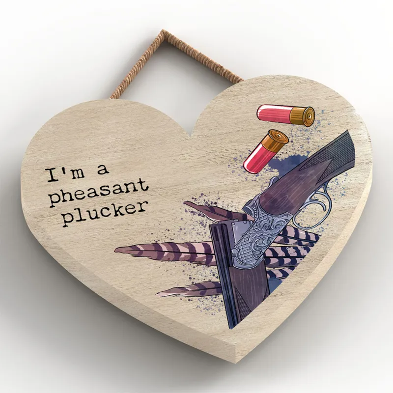 Vivid Squid Pheasant Plucker Wooden Heart Plaque