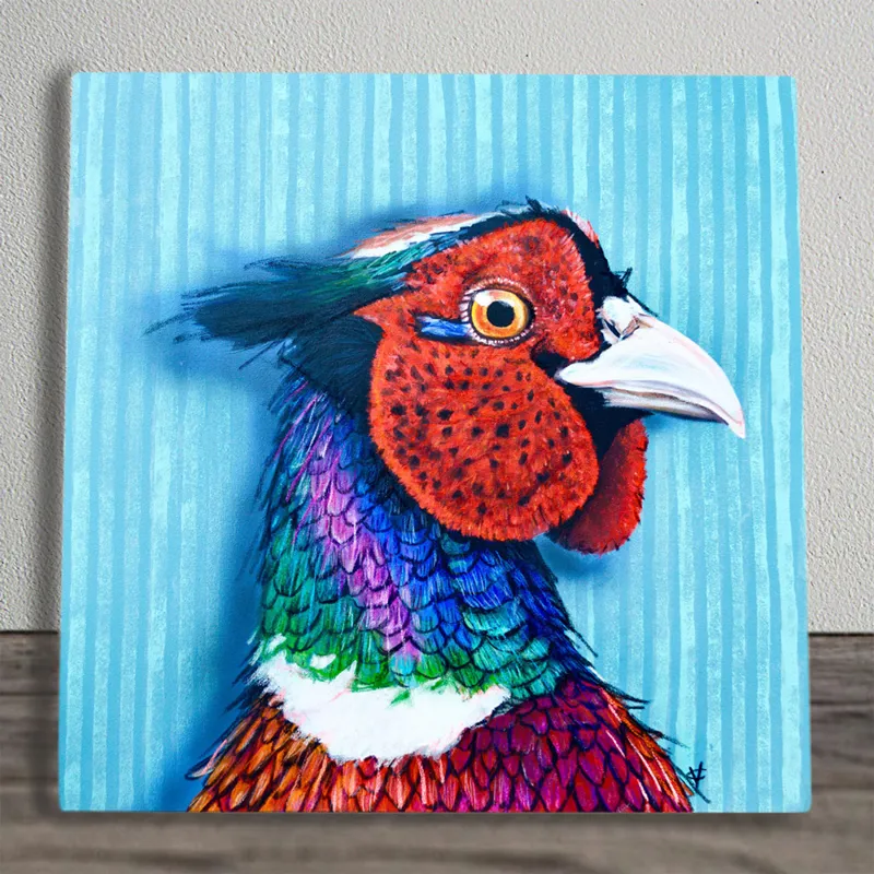 Vivid Squid Pheasant Ceramic Tile