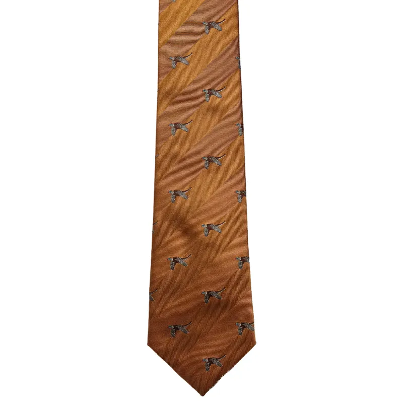 William Evans Flying Pheasant Silk Tie in Orange
