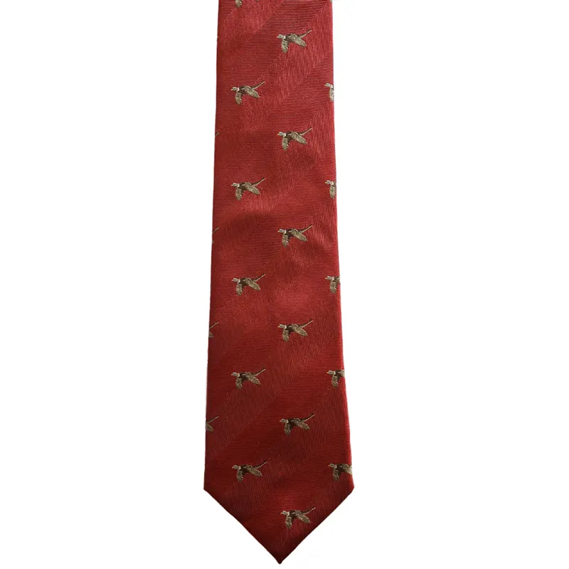 William Evans Flying Pheasant Silk Tie in Red