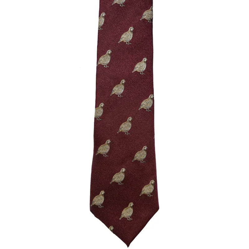 William Evans French Partridge Silk Tie in Burgundy